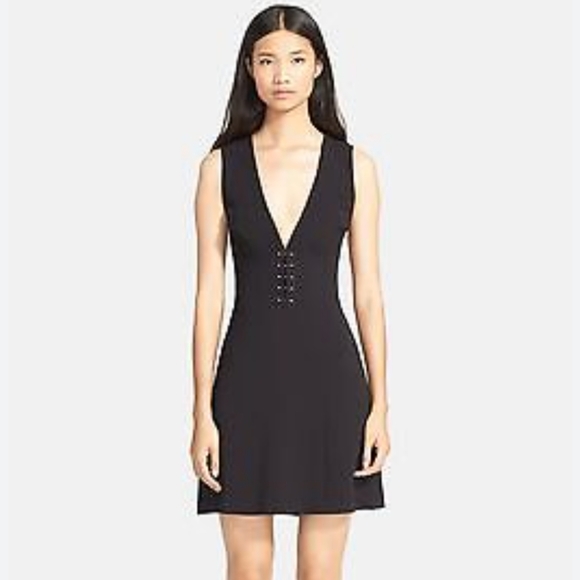 A.L.C. Dresses & Skirts - A.L.C. Jacobson black sleeveless deep-v dress. Metal bar detail at waist. Size 2